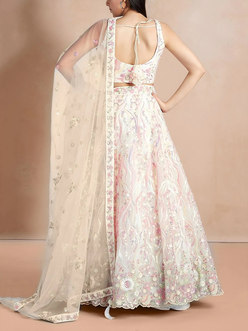 White Astonishing Sequins Net Party Wear Lehenga Choli With Dupatta