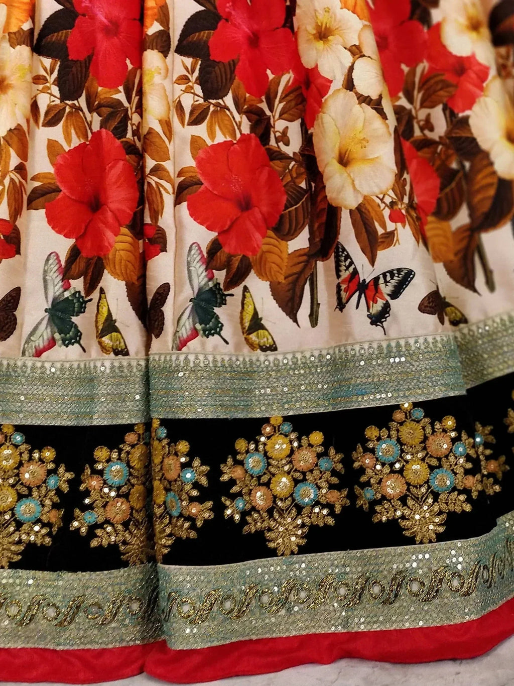 Anushka Sharma Color Floral Printed Silk Wedding Lehenga Choli