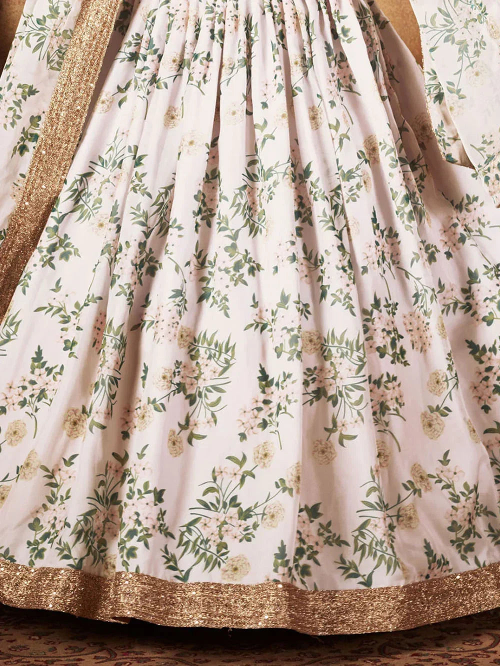 White Sabyasachi Floral Organza Party Wear Saree