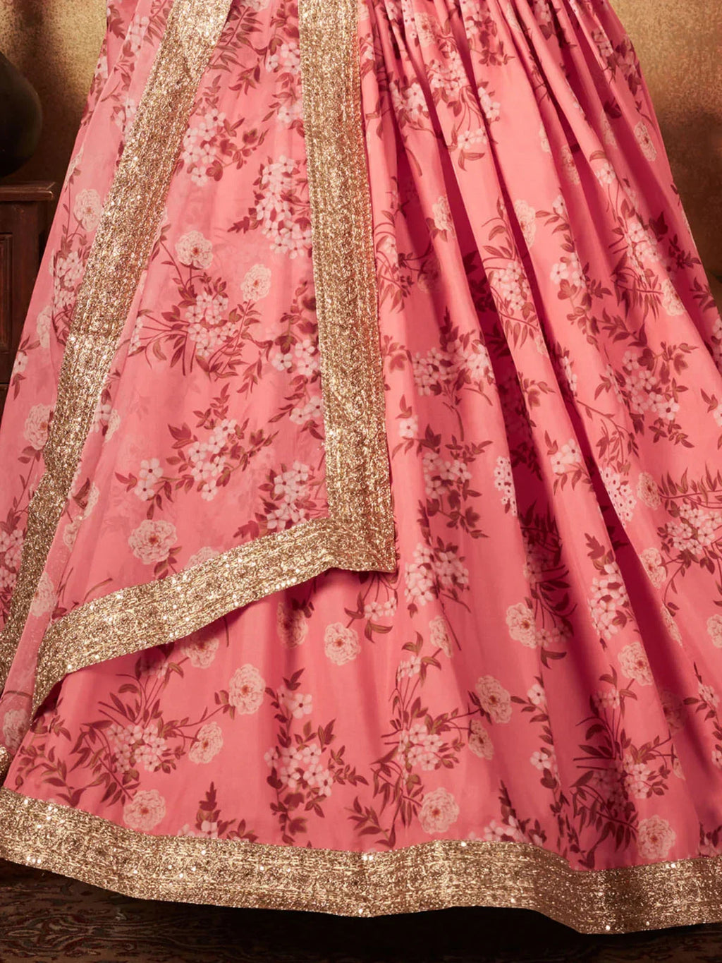 Pink Sabyasachi Floral Organza Party Wear Saree