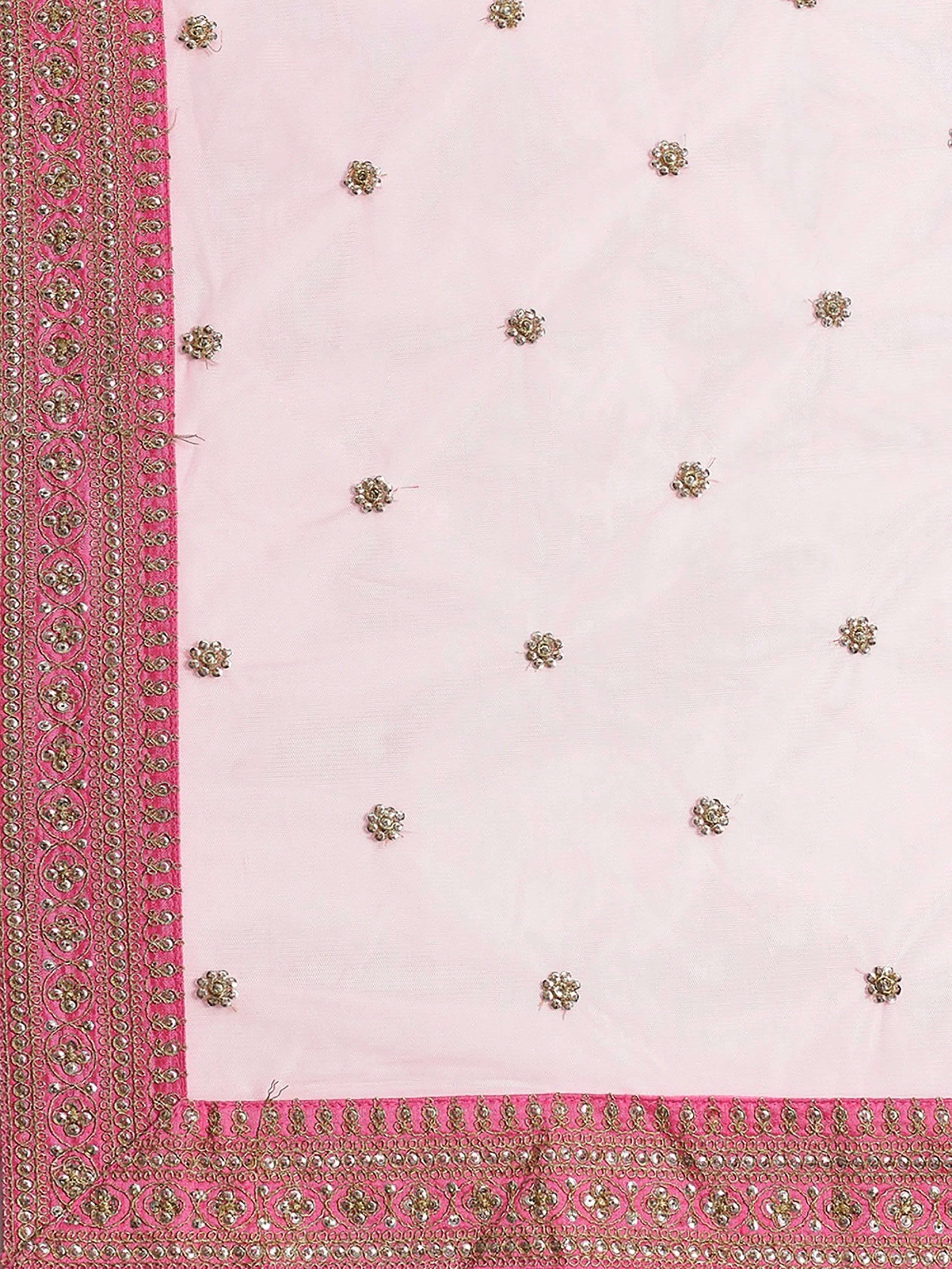 Sparkling Pink Embroidered Silk Wedding Wear Plus Size Lehenga Choli