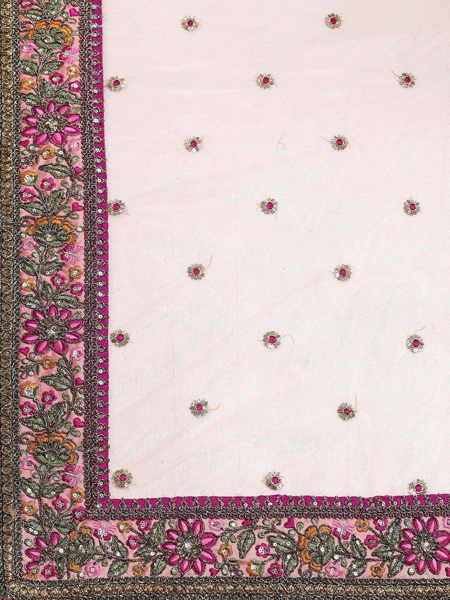 Beautiful Peach Embroidered Silk Sangeet Wear Plus Size Lehenga Choli