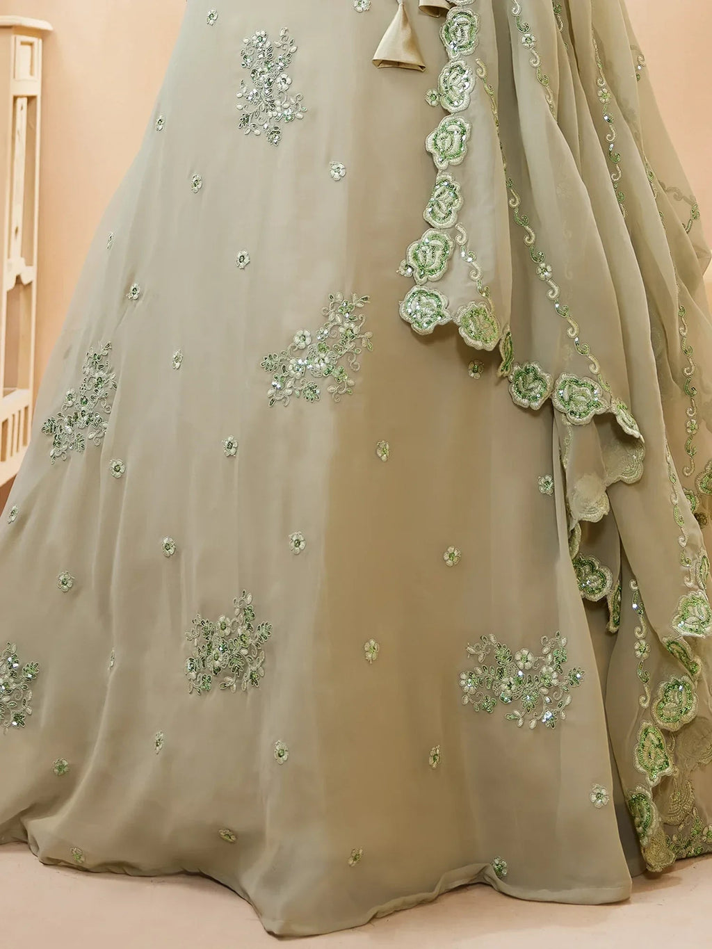 Green Stunning Sequins Georgette Engagement Wear Lehenga Choli