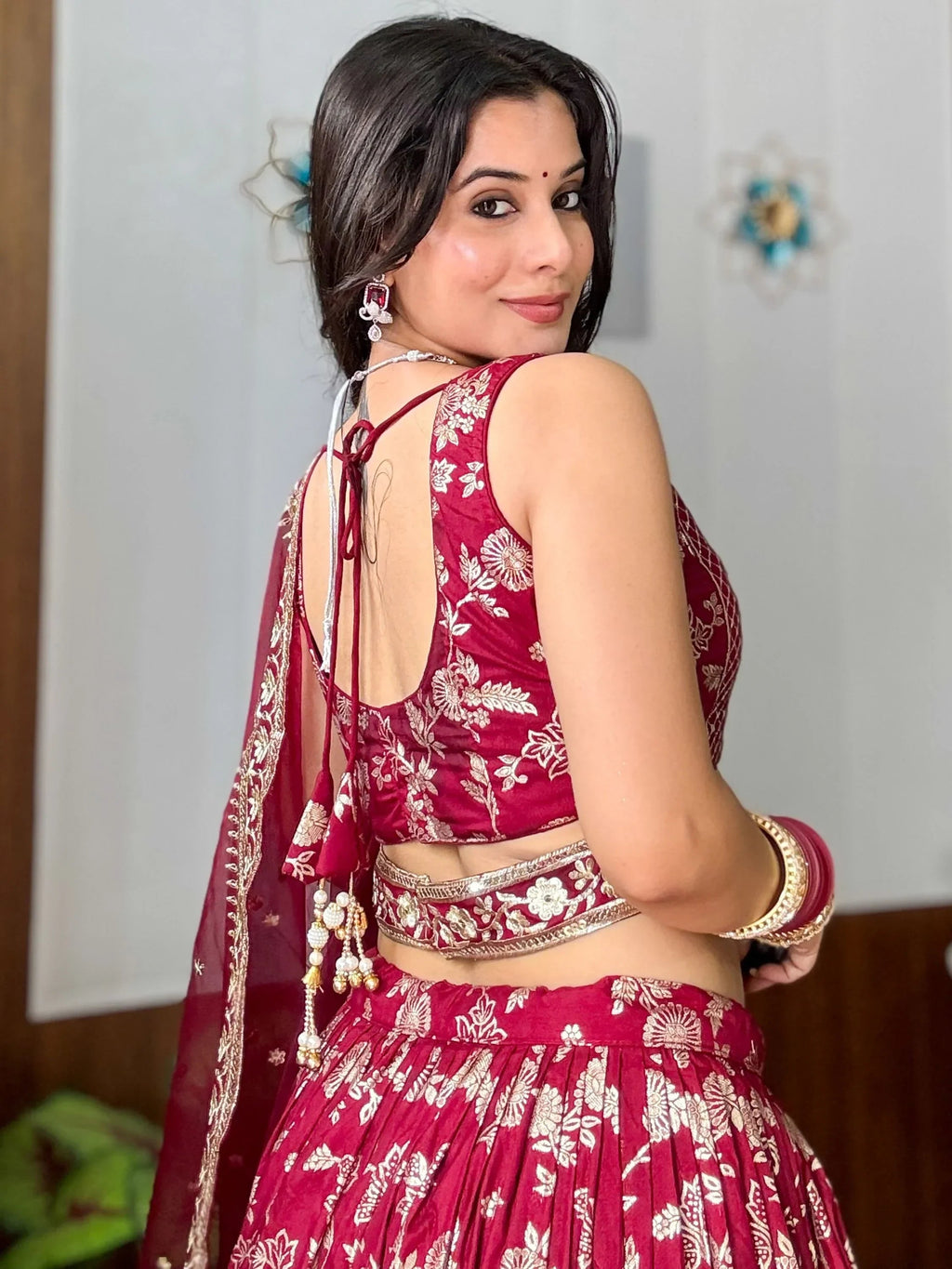 Charming Maroon Zari Weaving Silk Wedding Lehenga Choli With Dupatta