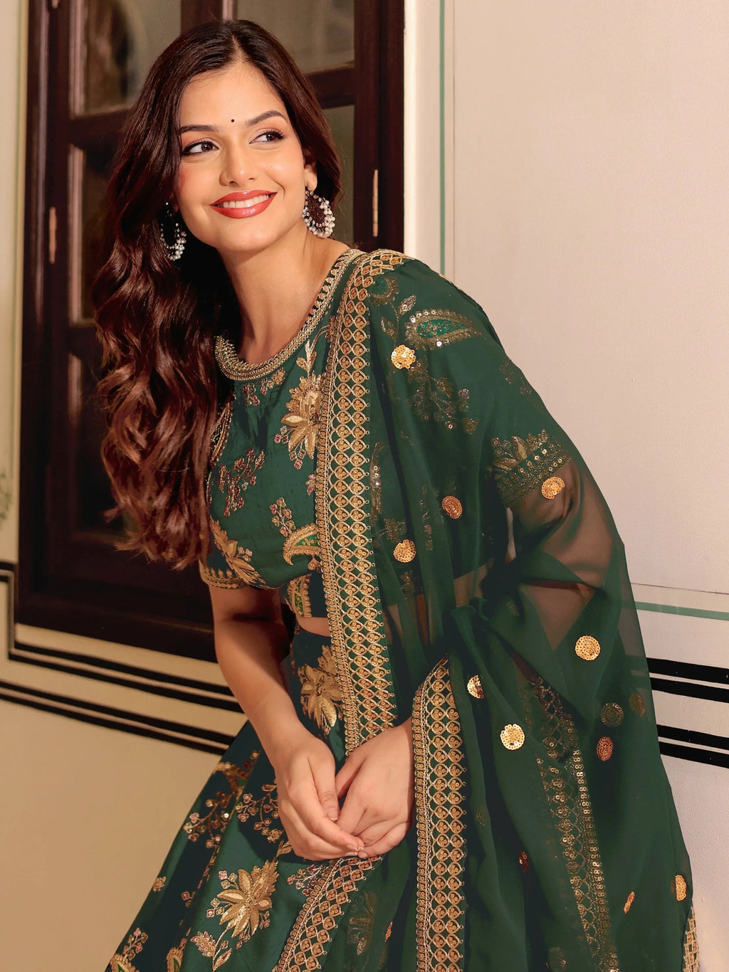 Stunning Green Embroidered Silk Wedding Wear Plus Size Lehenga Choli