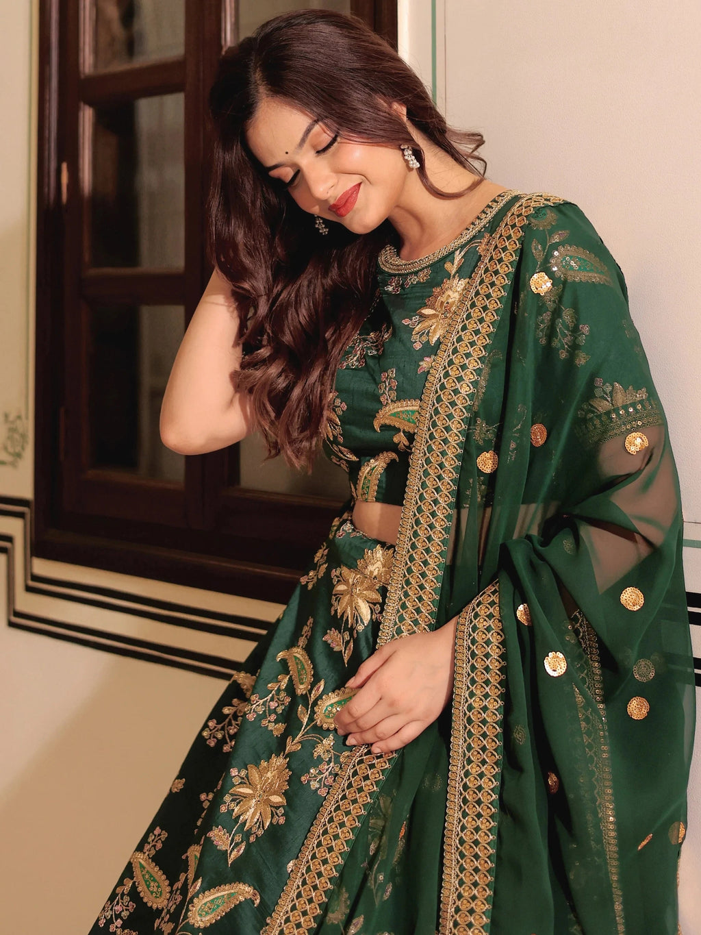 Stunning Green Embroidered Silk Wedding Wear Plus Size Lehenga Choli