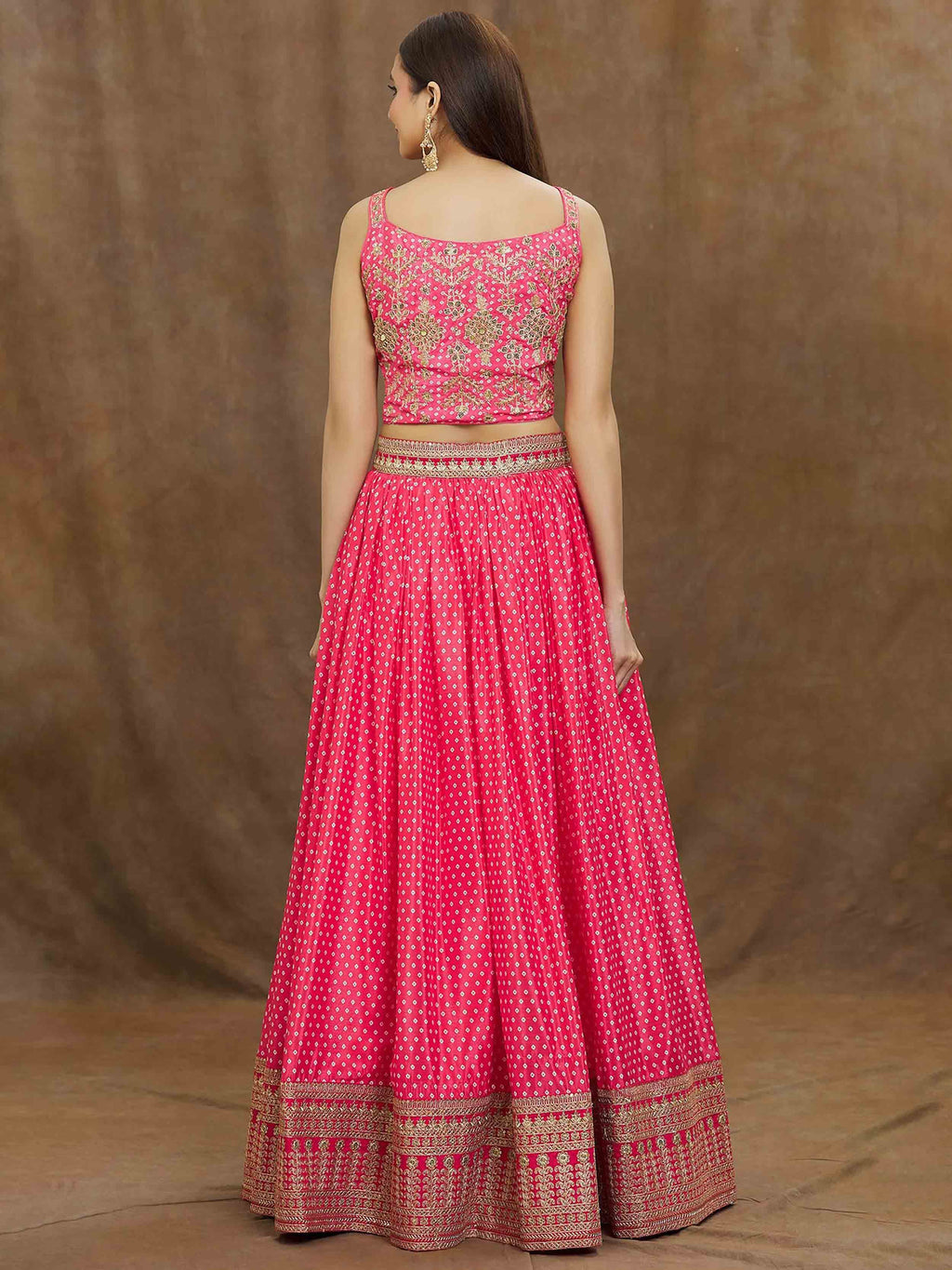 Stunning Pink Digital Printed Chinon Reception Wear Lehenga Choli