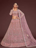 Light Pink Enchanting Light Embroidered Soft Net Wedding wear Lehenga Choli