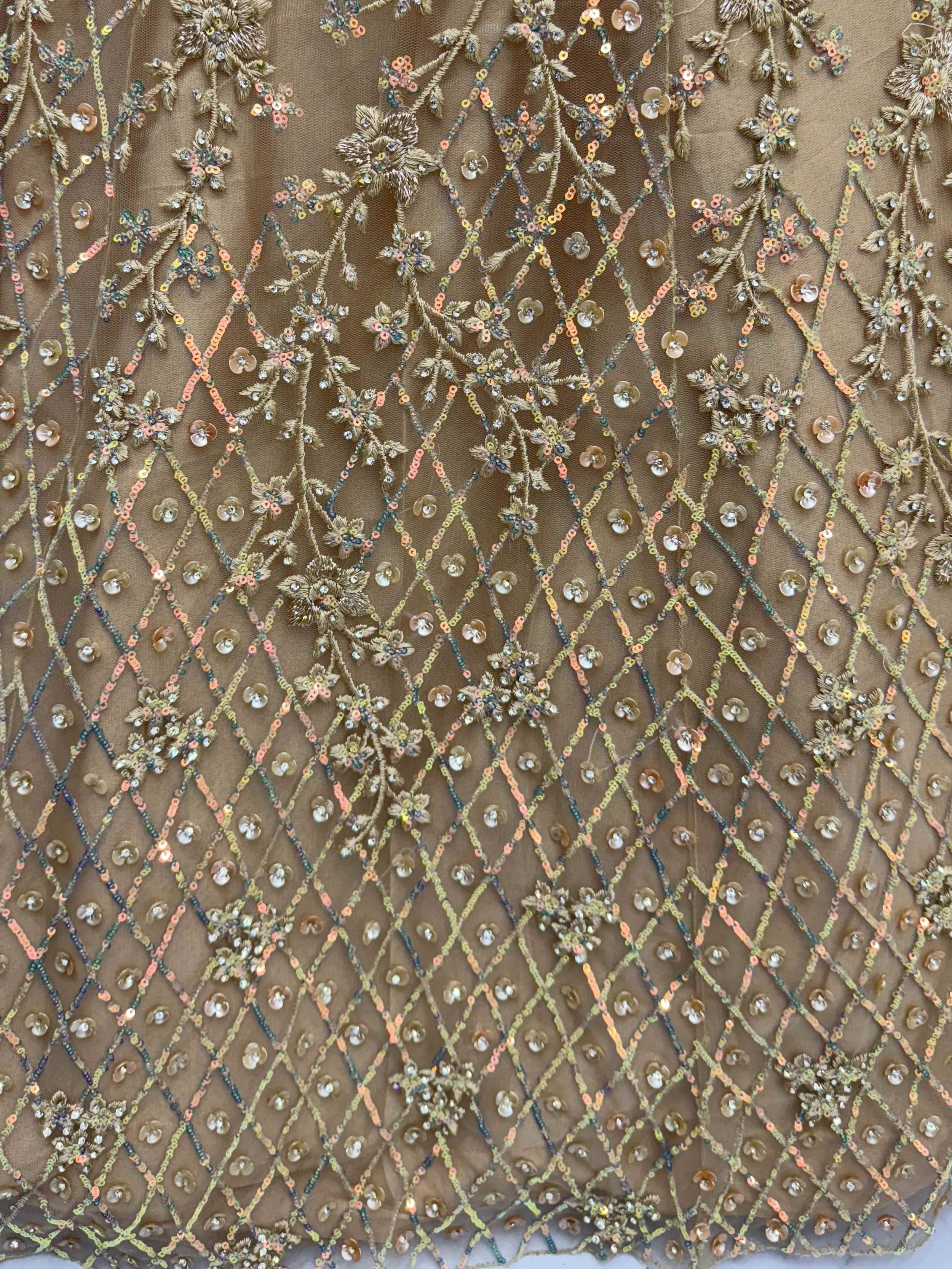 Beige Fantastic Net Multi-Thread Work Wedding Lehenga Choli
