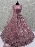 Pink Glamorous Net Sequins Wedding Wear Lehenga Choli With Dupatta