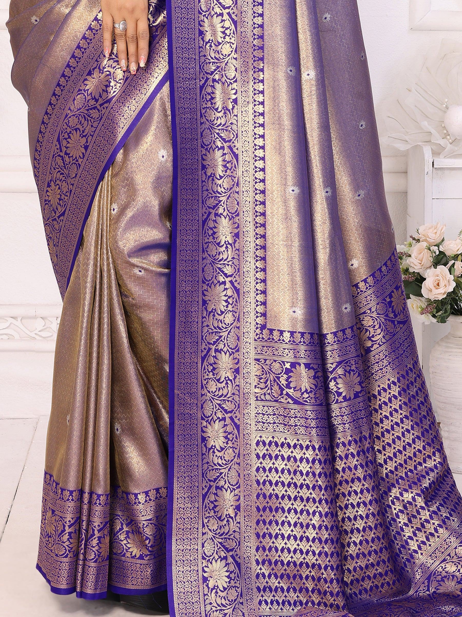 Purple Fantastic Zari Weaving Banarasi Silk Festival Wear Saree