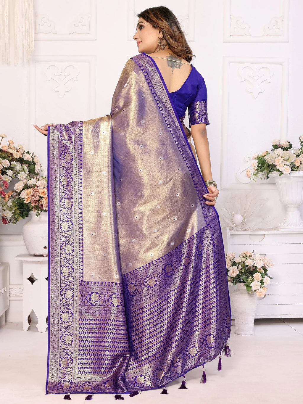Purple Fantastic Zari Weaving Banarasi Silk Festival Wear Saree