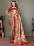 Brown Wonderful Zari Weaving Banarasi Silk Paithani Saree