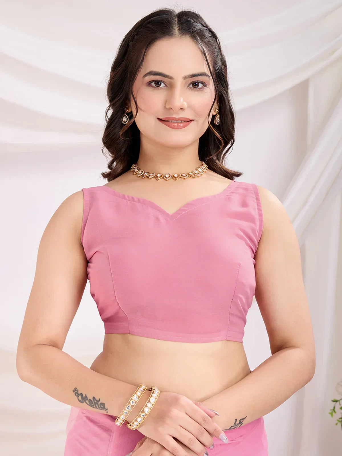 Pink Marvelous Thread Embroidered Net Party Wear Saree With Blouse