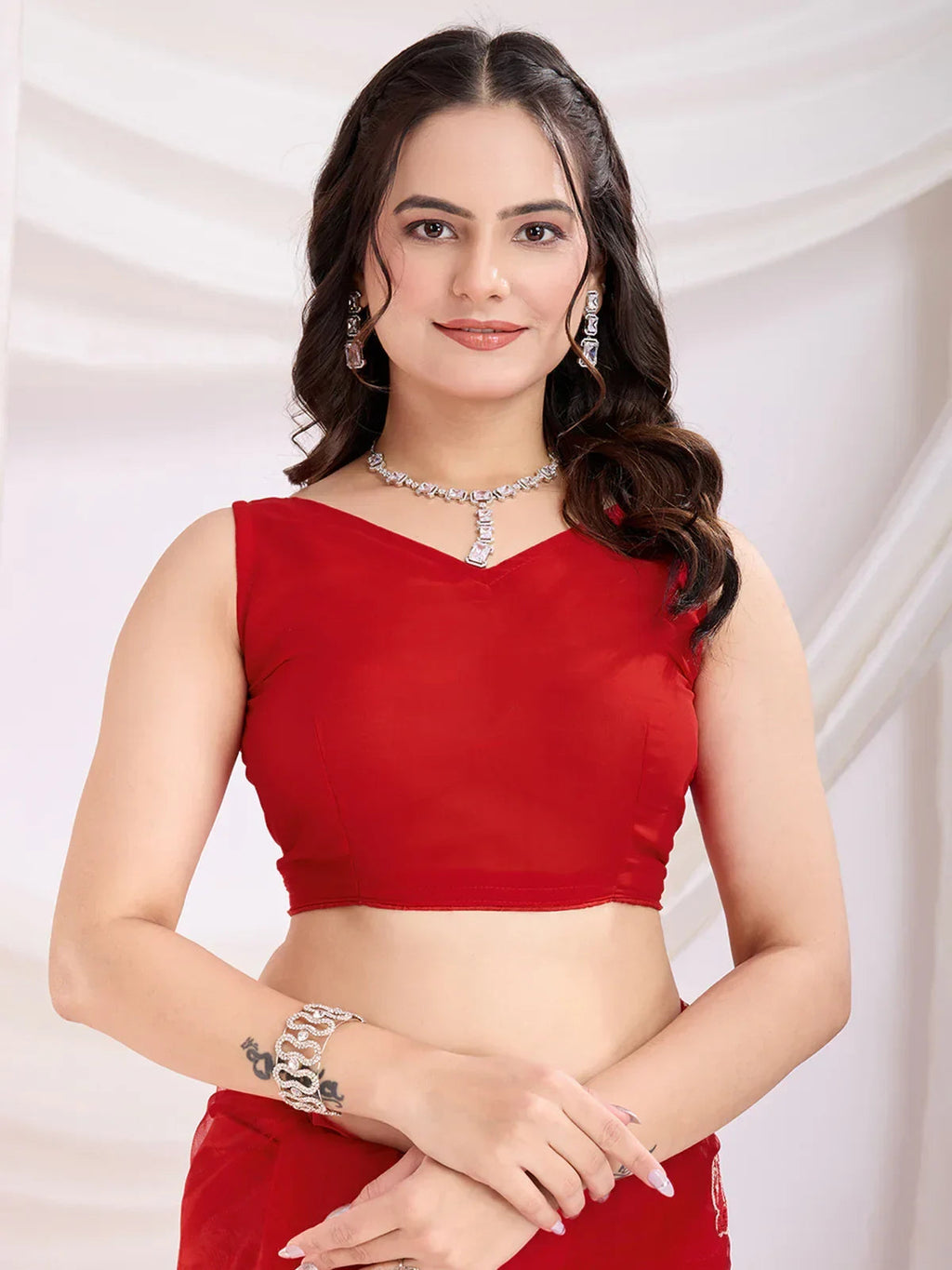 Maroon Marvelous Thread Embroidered Net Party Wear Saree With Blouse