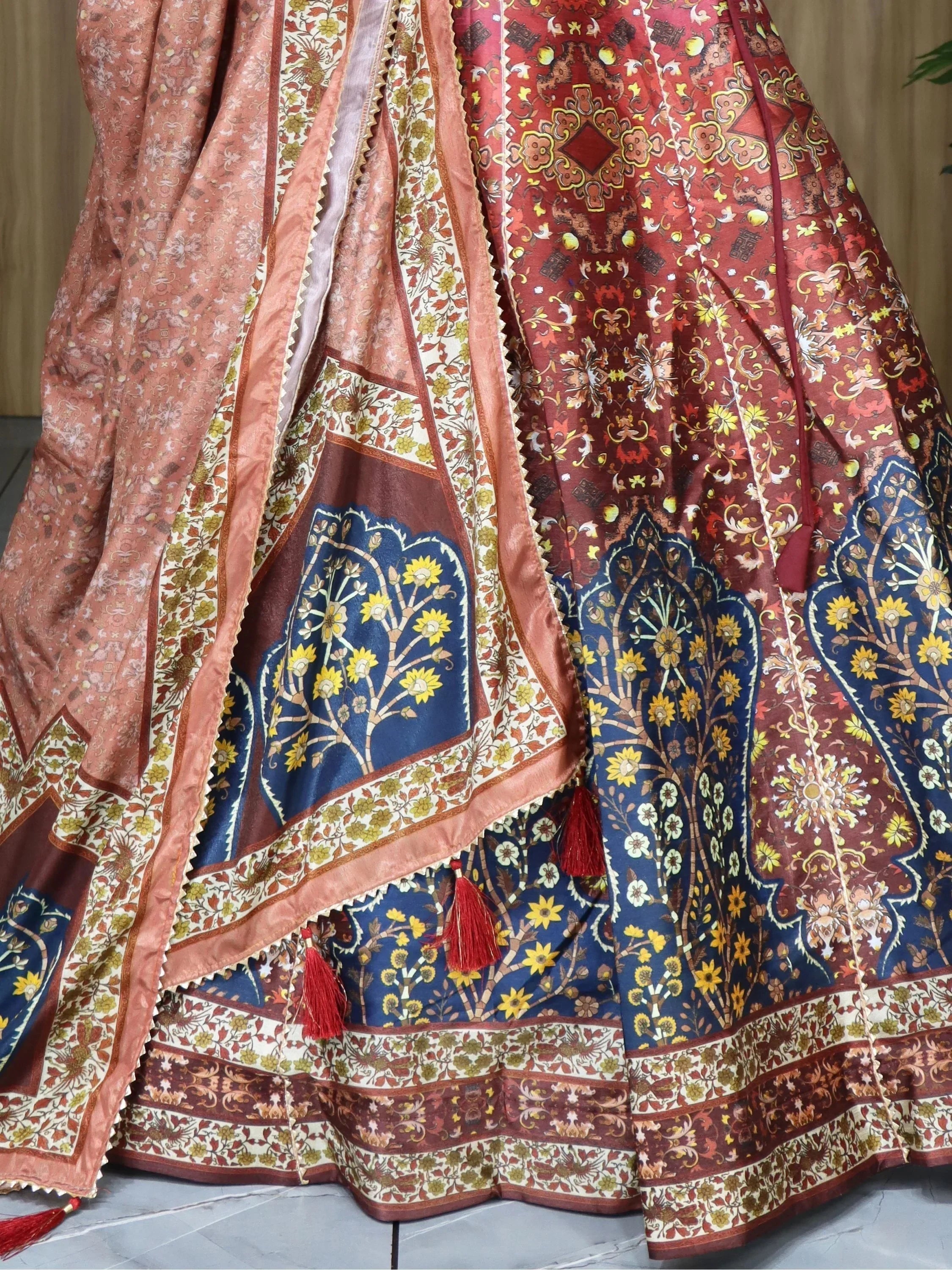 Brown Sweet Printed Art Silk Event Wear Lehenga Choli With Dupatta