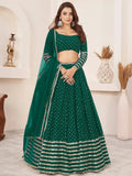 Adorable Green Color Sequins Work Georgette Wedding Wear Lehenga Choli