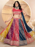 Adorable Multi-Color Sequins Georgette Lehenga Choli With Dupatta