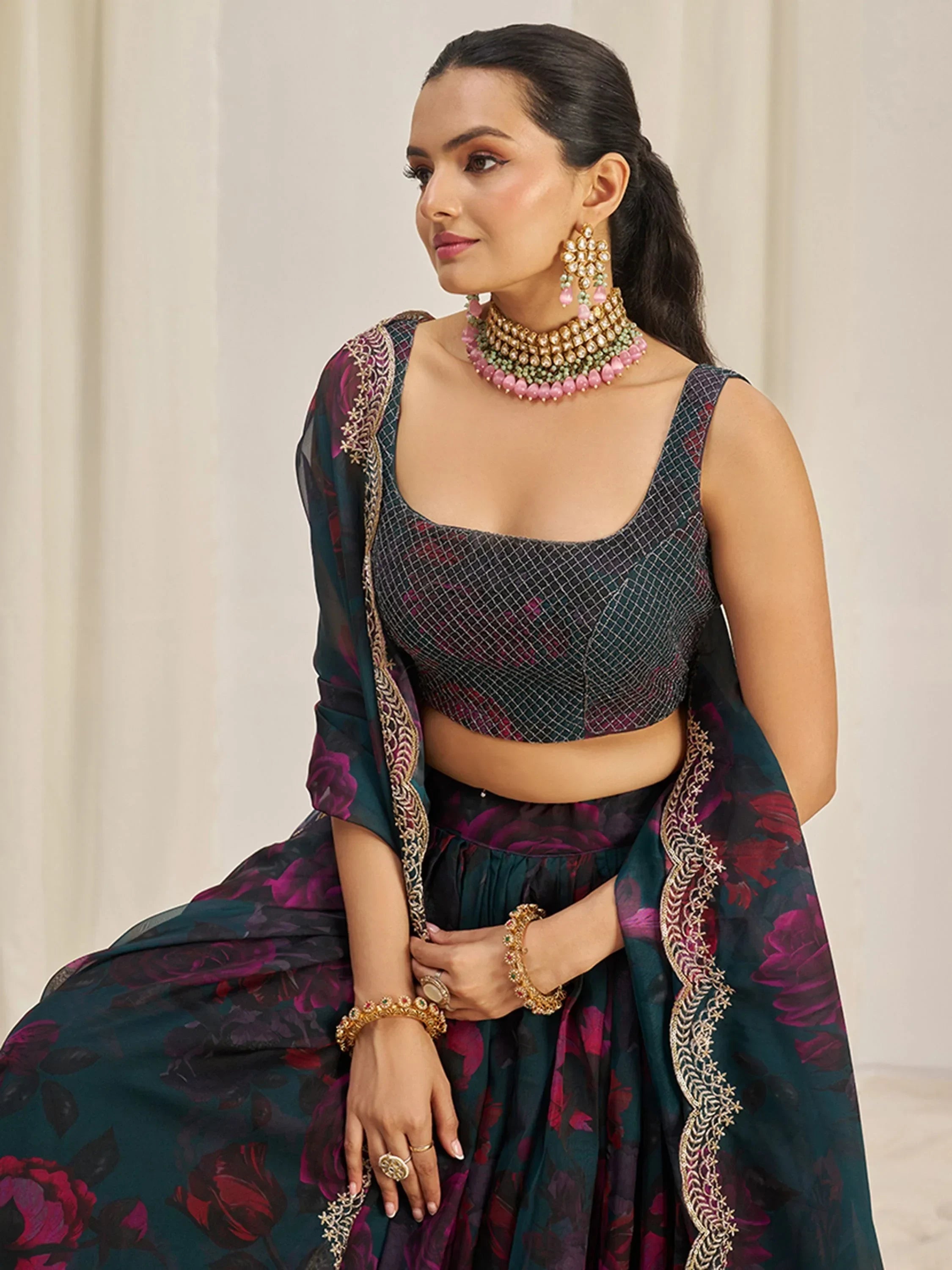 Adorable Teal Green Organza Function Wear Lehenga Choli With Dupatta