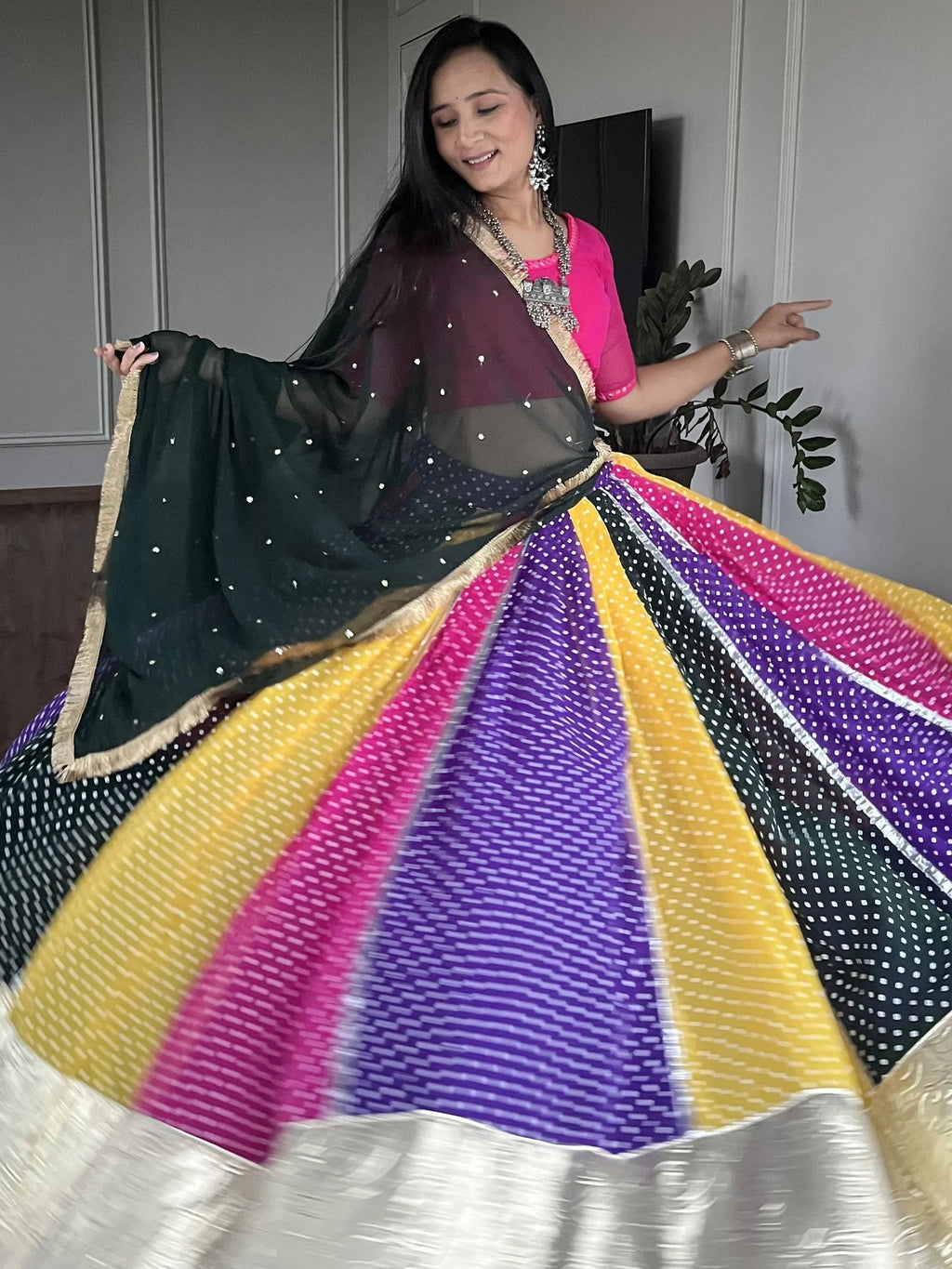 Alluring Multi Color Georgette Navratri Wear Lehenga Choli With Dupatta