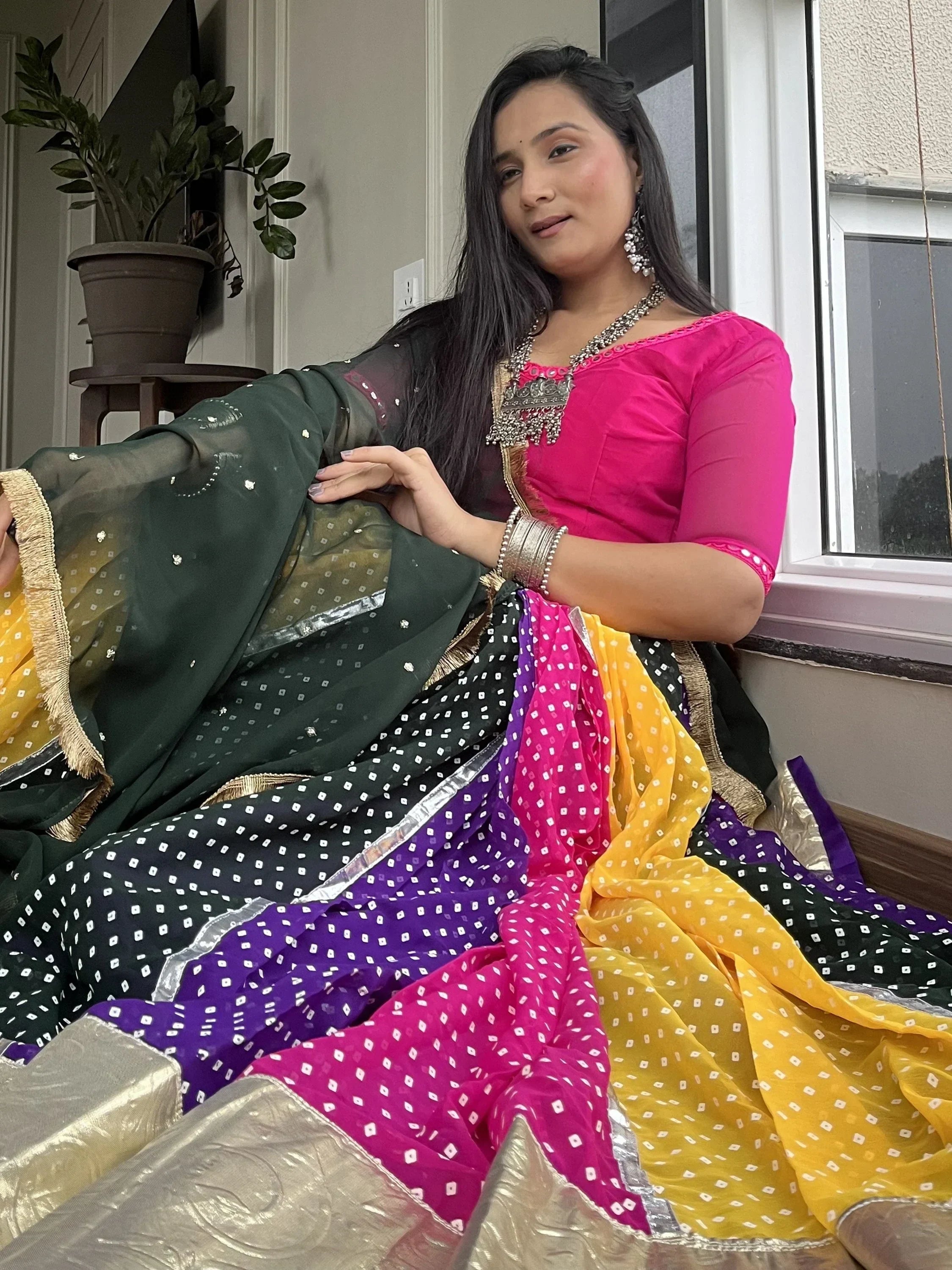 Alluring Multi Color Georgette Navratri Wear Lehenga Choli With Dupatta
