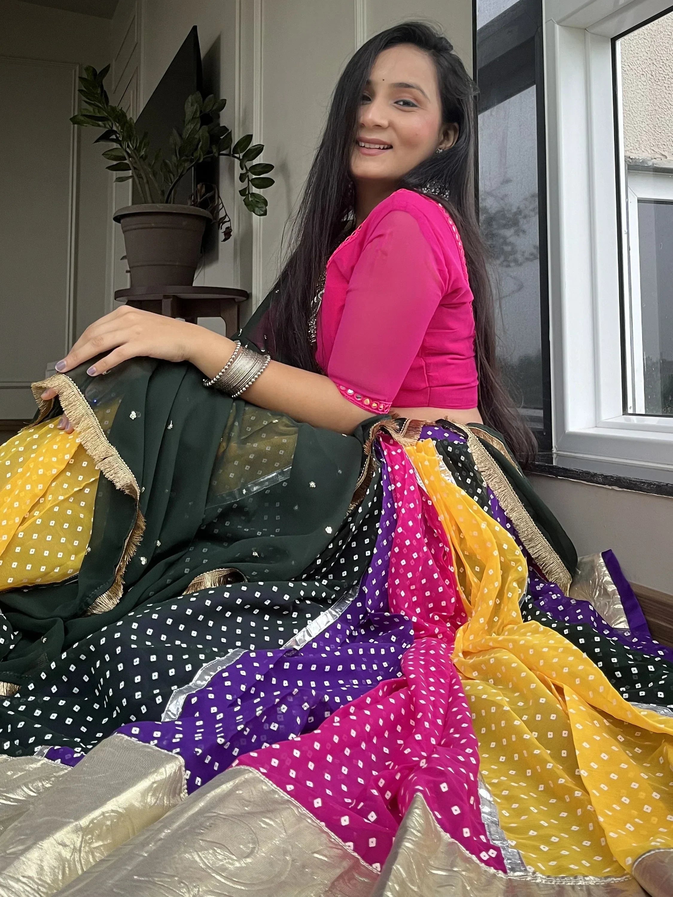 Alluring Multi Color Georgette Navratri Wear Lehenga Choli With Dupatta