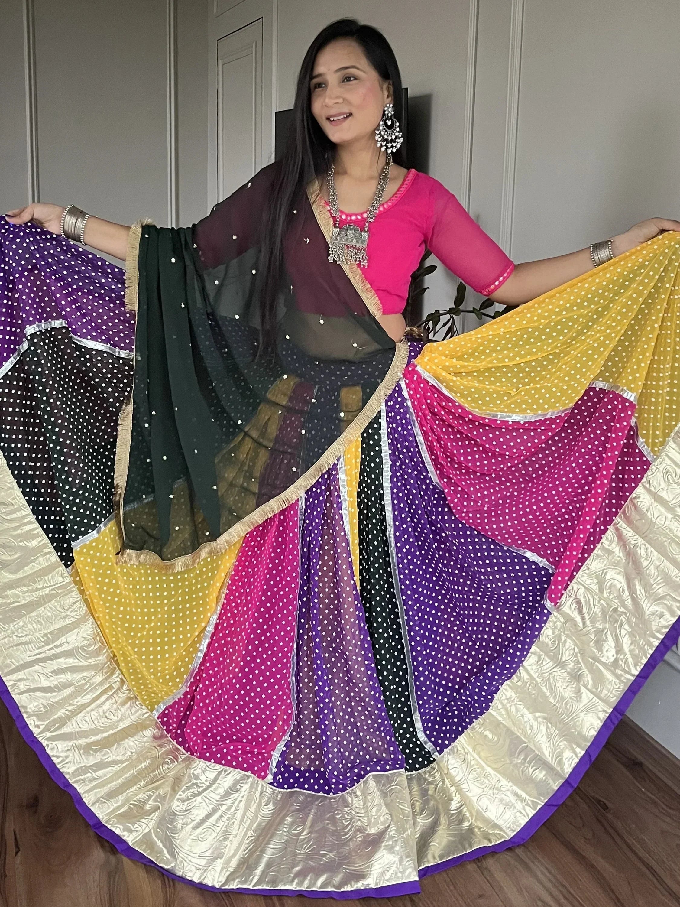 Alluring Multi Color Georgette Navratri Wear Lehenga Choli With Dupatta
