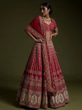 Alluring Red Sequins Work Silk Wedding Wear Lehenga Choli With Dupatta