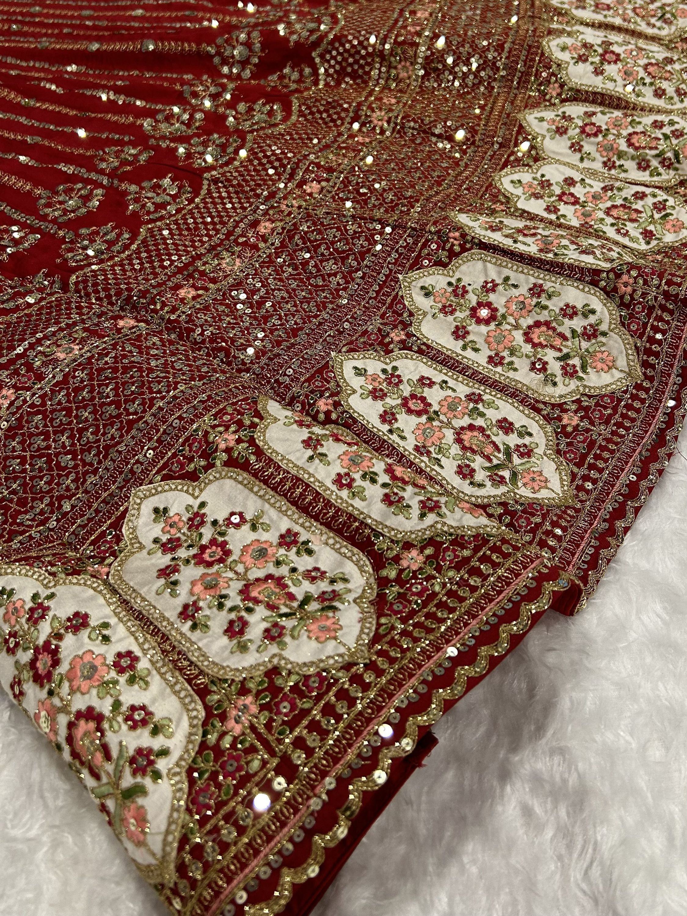 Alluring Red Sequins Work Silk Wedding Wear Lehenga Choli With Dupatta