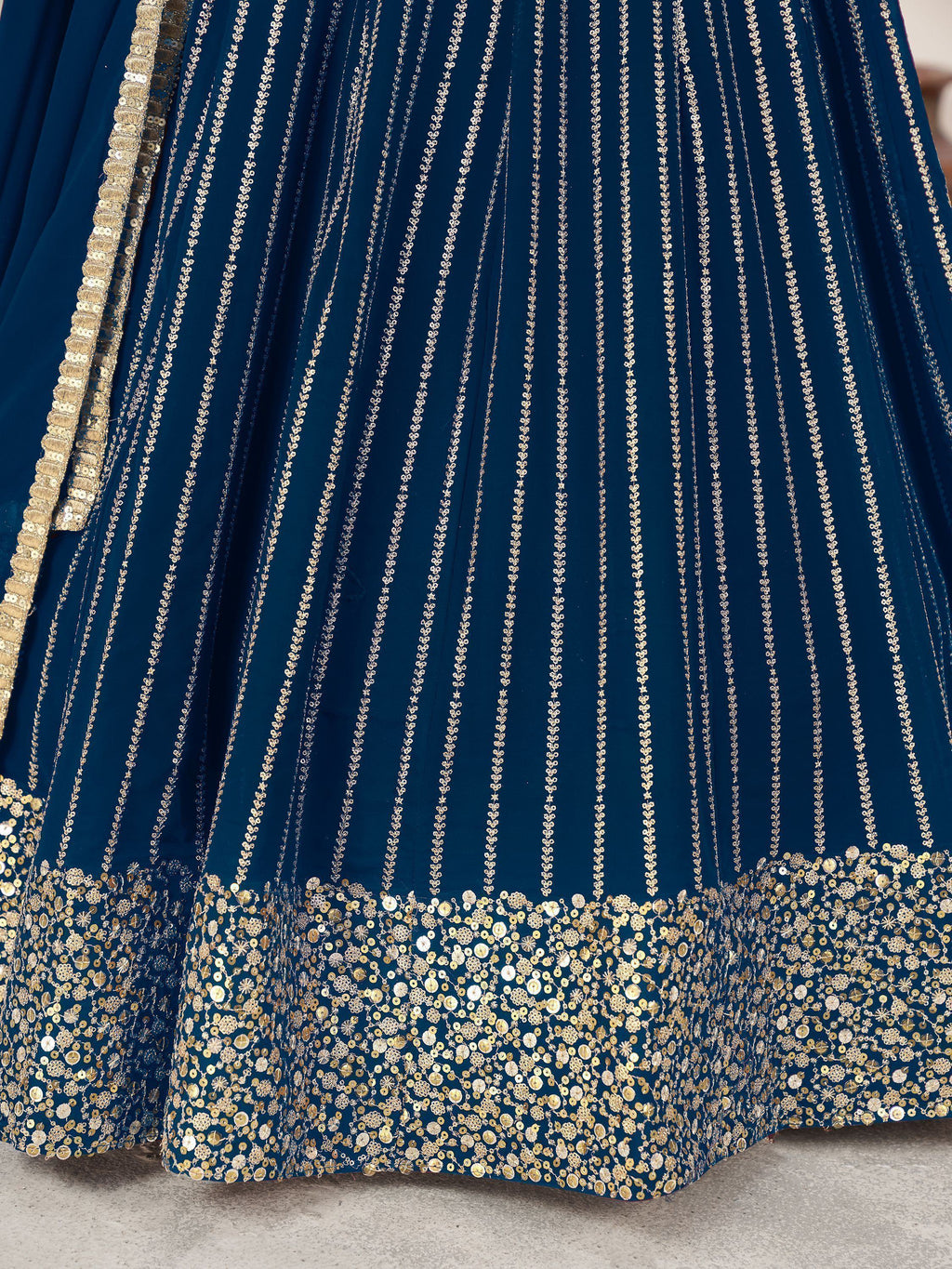 Amazing Blue Sequins Work Georgette Engagement Wear Lehenga Choli