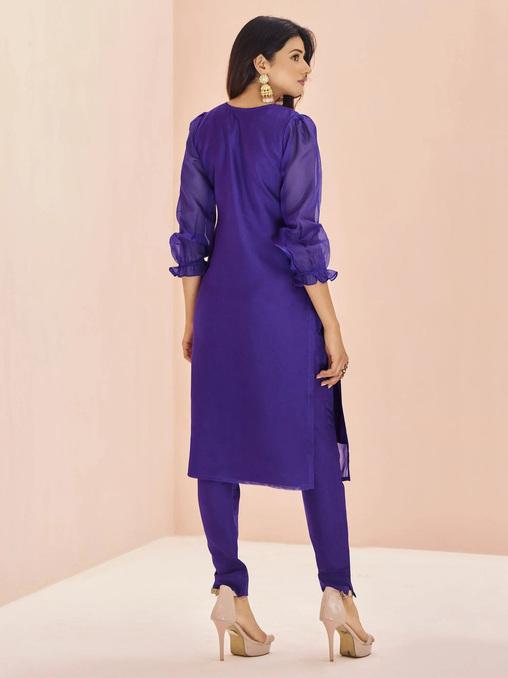 Wonderful Purple Sequins Organza Readymade Pant Suit