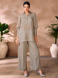 Adorable Grey Hand Work Organza Party Wear Co-Ord Set