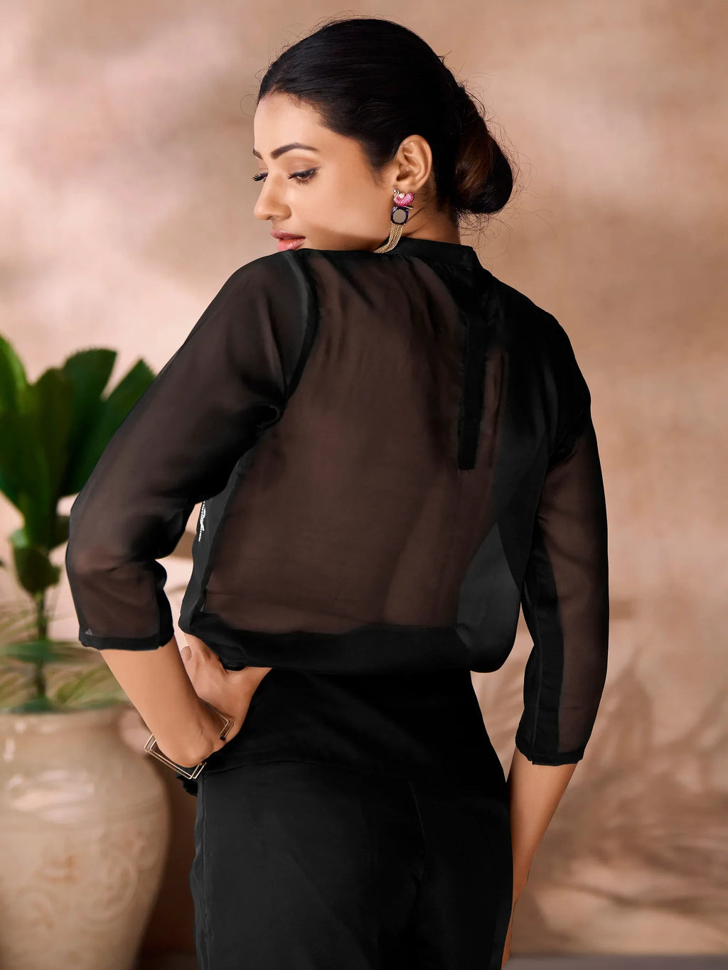 Glamorous Black Hand Work Organza Western Wear Co-Ord Set