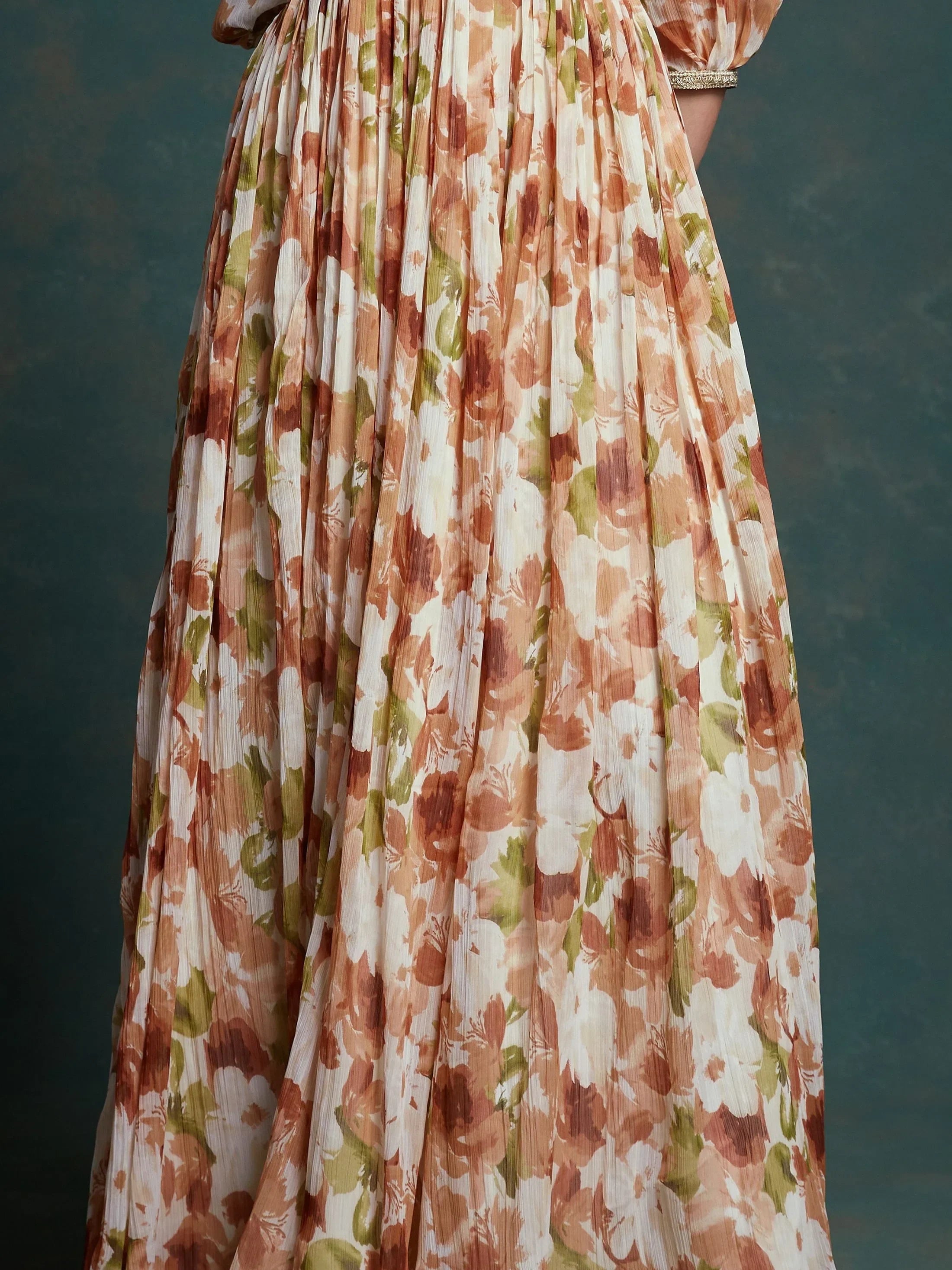Spectacular Multi-Color Floral Printed Georgette Event Wear Gown