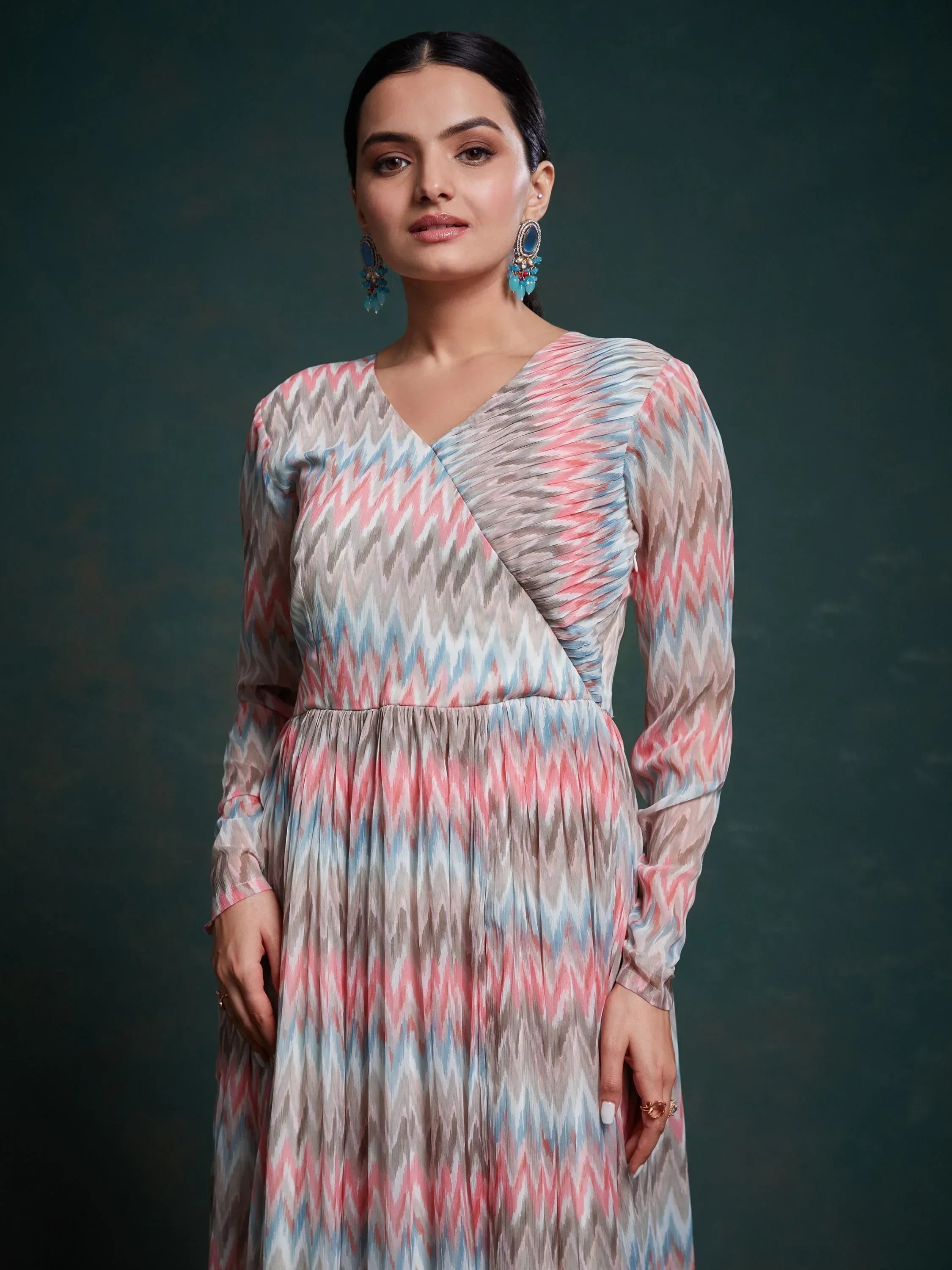 Captivating Multi-Color Printed Georgette Traditional Gown