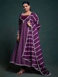 Beautiful Purple Printed Organza Event Wear Salwar Suit With Dupatta