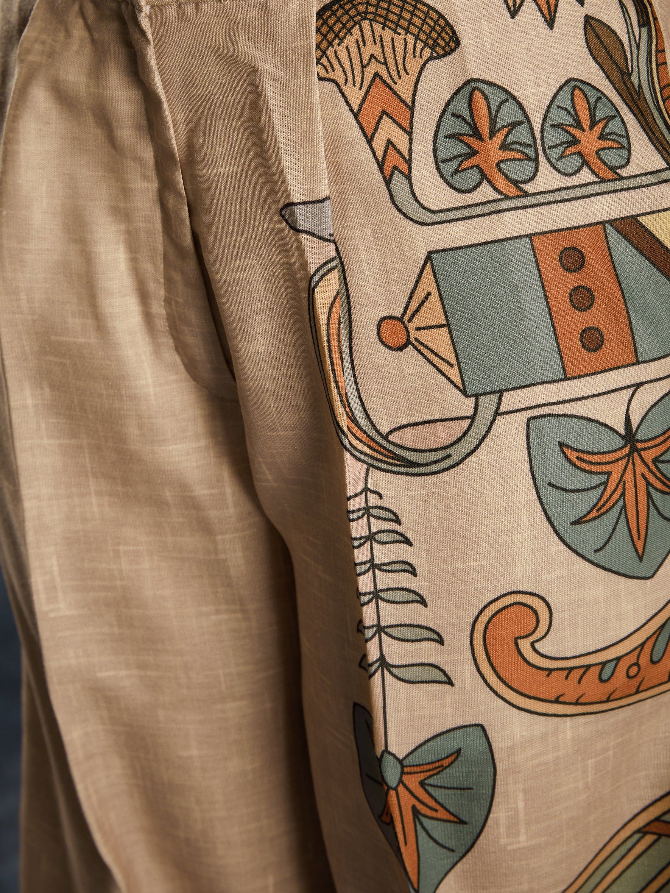 Bewitching Brown Printed Linen Western Wear Co-Ord Set