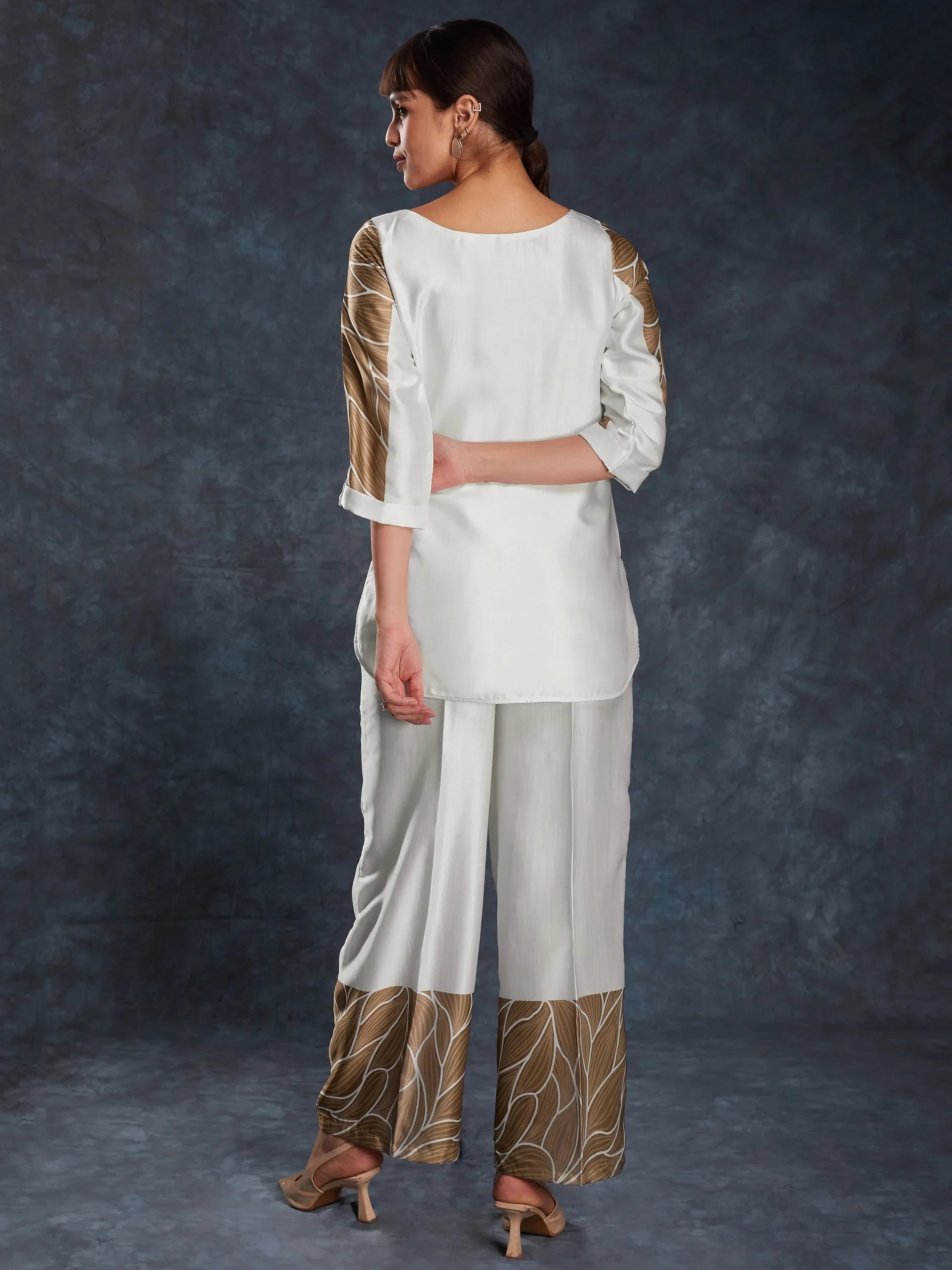 Captivating White Digital Printed Linen Party Wear Co-Ord Set