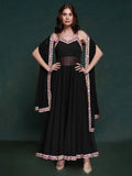 Wonderful Black Georgette Party Wear Long Suit With Dupatta