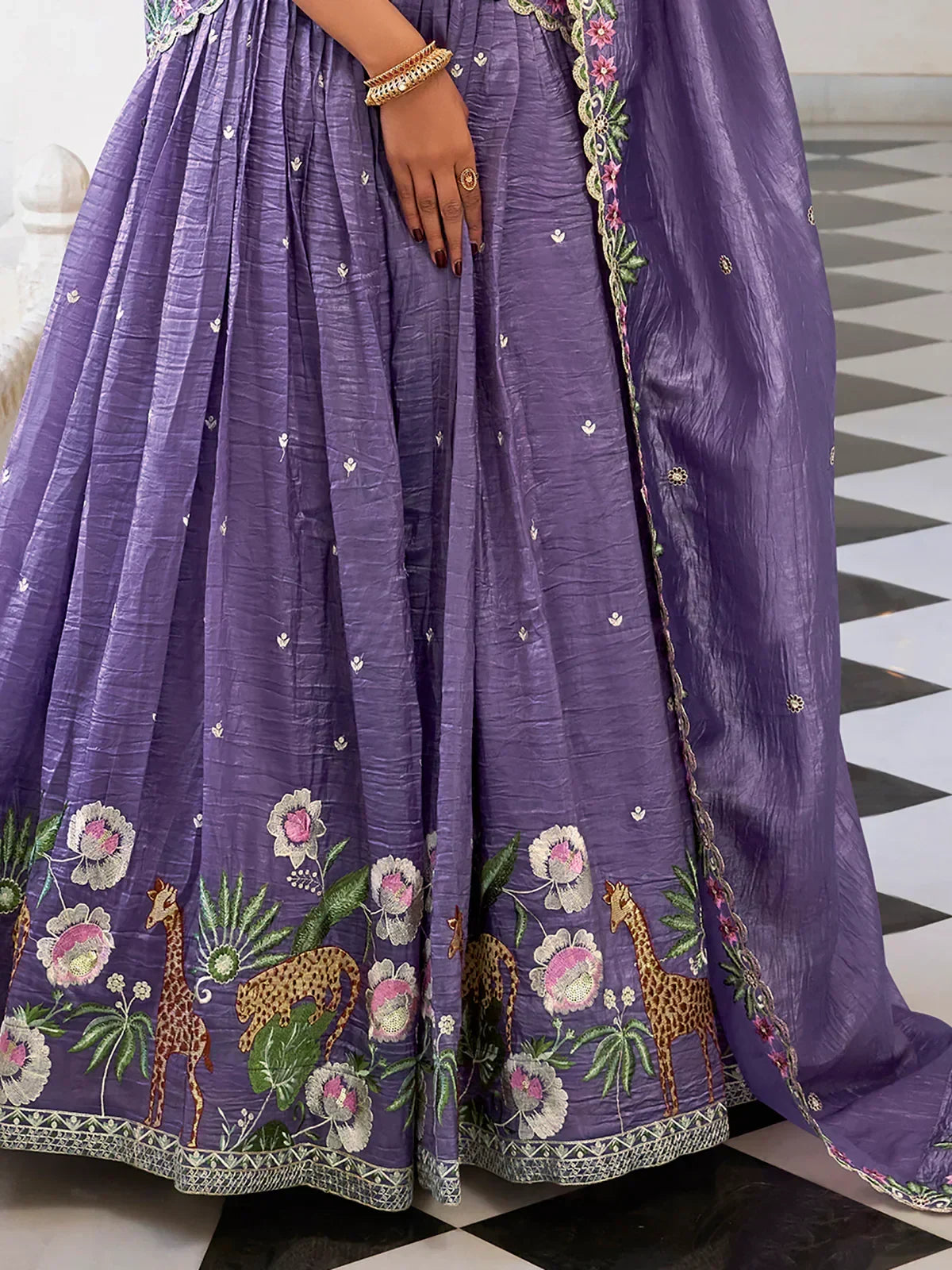 Lavender Incredible Thread Embroidery Festival Wear Lehenga Choli