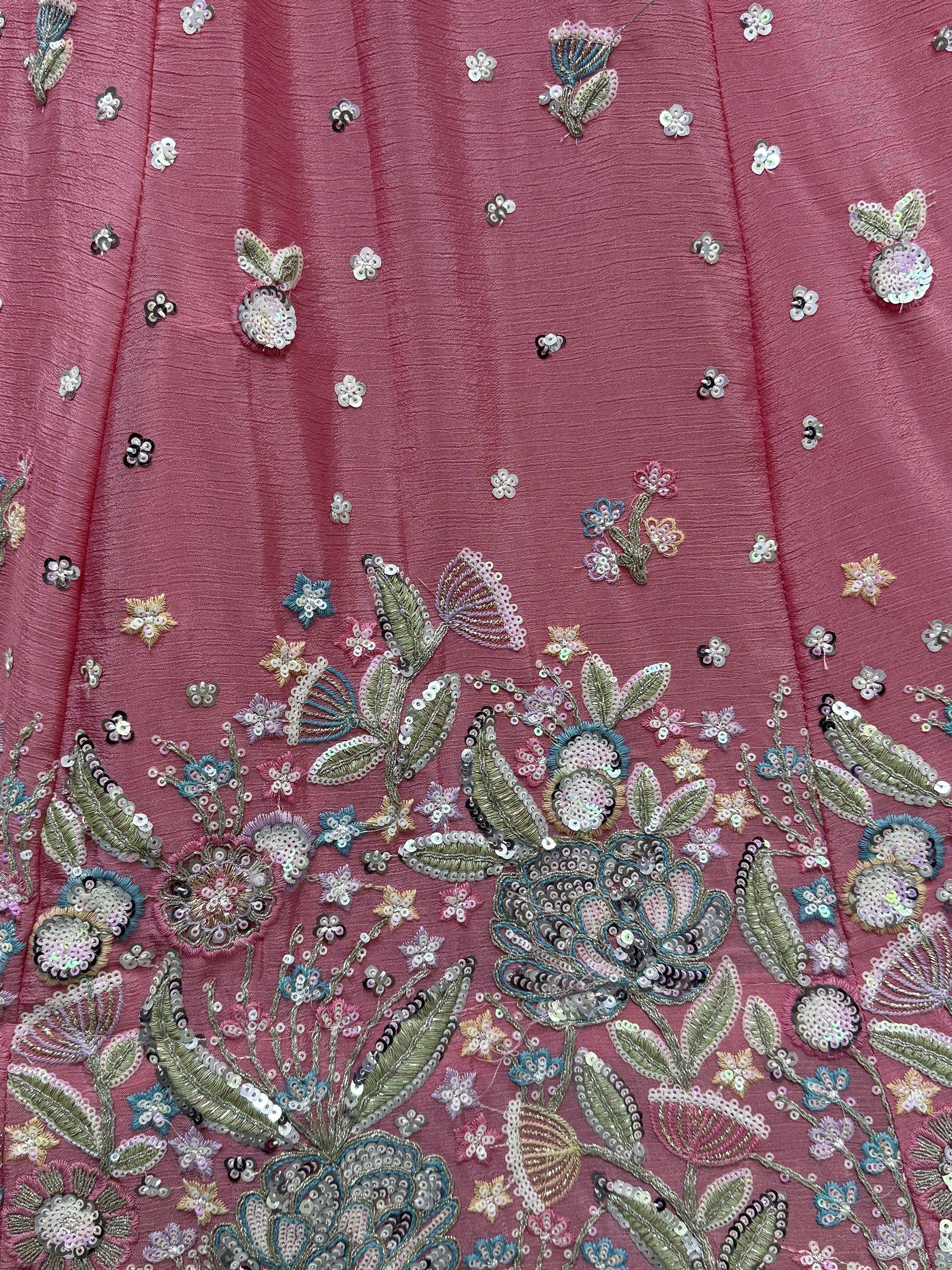 Pink Incredible Sequins Chinon Sangeet Wear Lehenga Choli