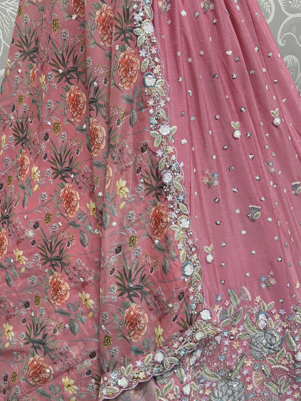 Pink Incredible Sequins Chinon Sangeet Wear Lehenga Choli