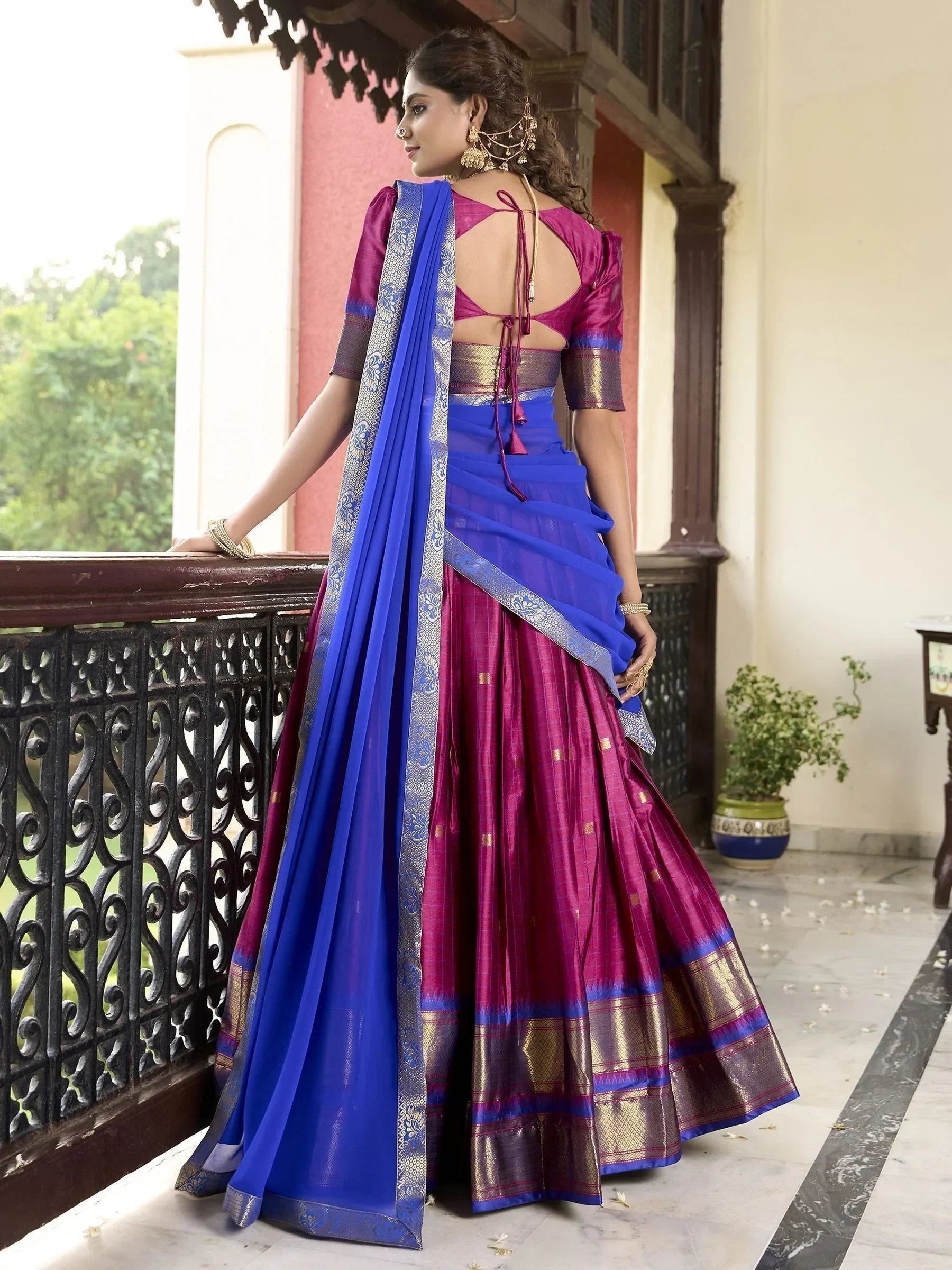 Pink Astonishing Zari Weaving Silk Traditional Lehenga Choli With Dupatta