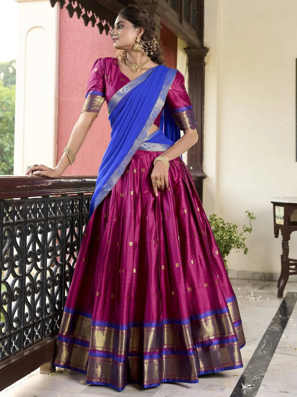 Pink Astonishing Zari Weaving Silk Traditional Lehenga Choli With Dupatta