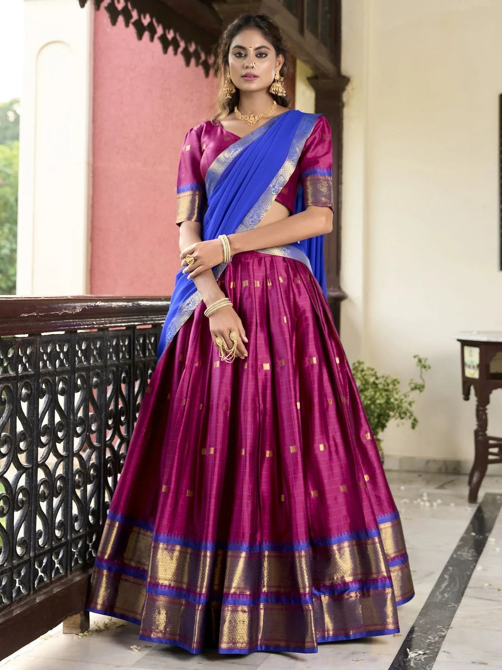 Pink Astonishing Zari Weaving Silk Traditional Lehenga Choli With Dupatta
