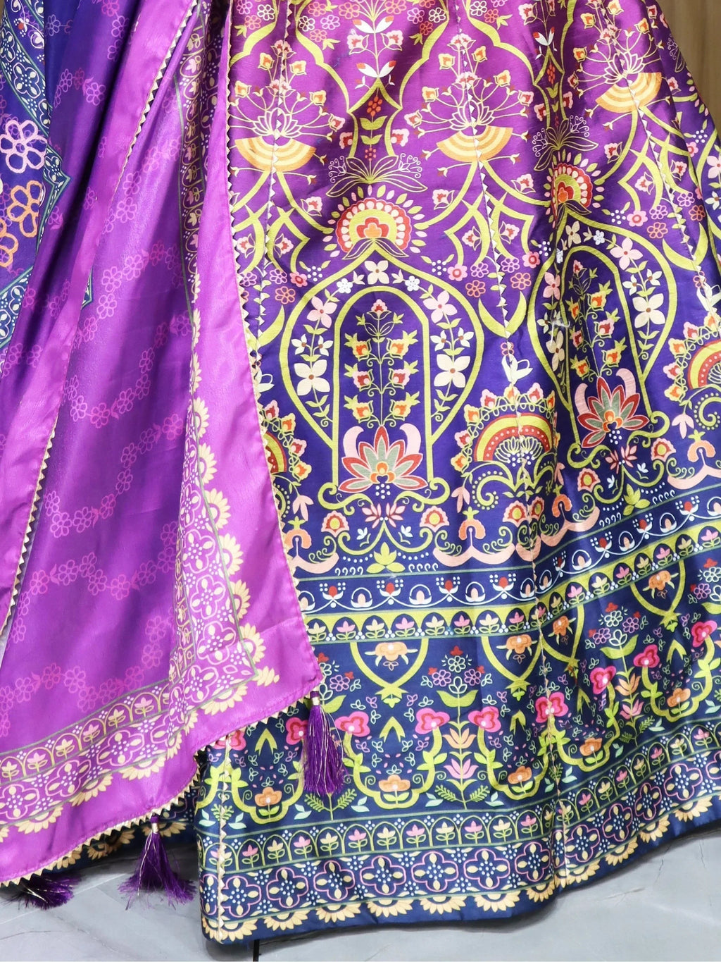Purple Sweet Printed Art Silk Event Wear Lehenga Choli With Dupatta
