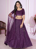 Astonishing Purple Sequins Georgette Engagement Wear Lehenga Choli