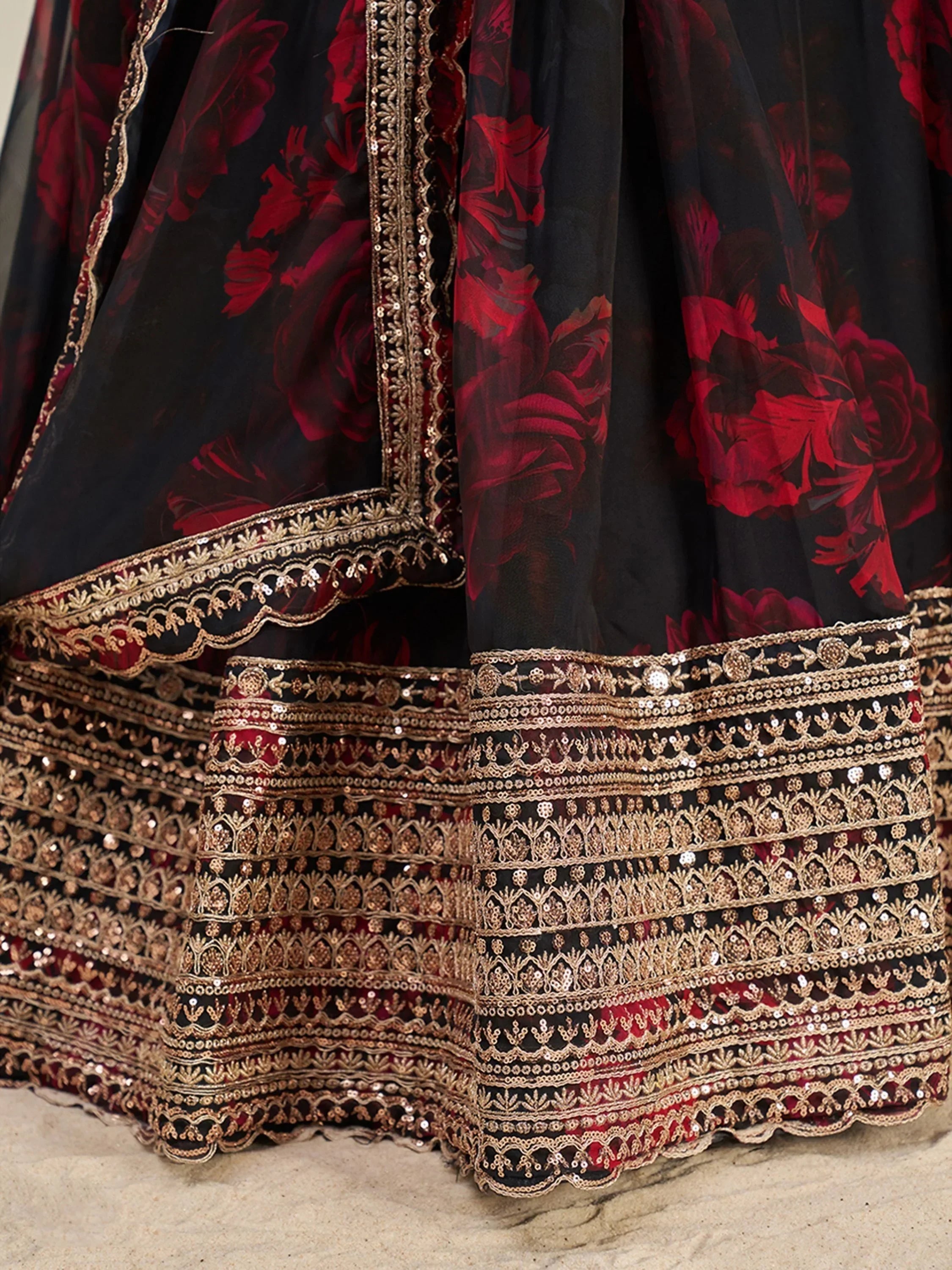 Attractive Black Sequins Organza Event Wear Lehenga Choli With Dupatta