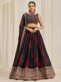 Attractive Black Sequins Organza Event Wear Lehenga Choli With Dupatta