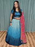 Attractive Blue Sequins Work Silk Function Wear Lehenga Choli With Dupatta